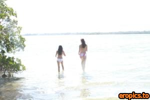 TeenDreams 2013-04-02 Gia & Layla - Gia & Layla in matching swim suits on the beach - x100